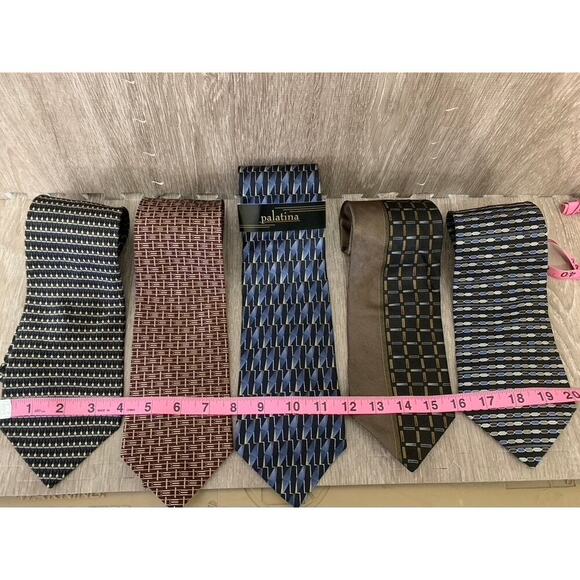 Set of 5 Palatina Vintage Men's Silk Necktie Collection Geometric - Picture 2 of 13